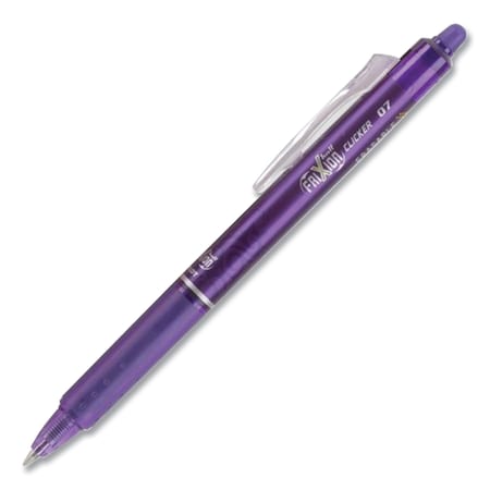 Pilot FriXion Clicker Erasable Gel Pen, Retractable, Fine 0.7 mm, Purple Ink, Purple Barrel, 12PK PIL31455